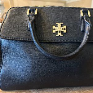 Tory Burch black Mercer Dome Pebble Leather Satchel - like new!